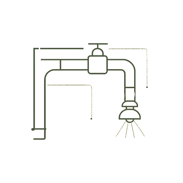 Fire sprinkler pipeline illustration